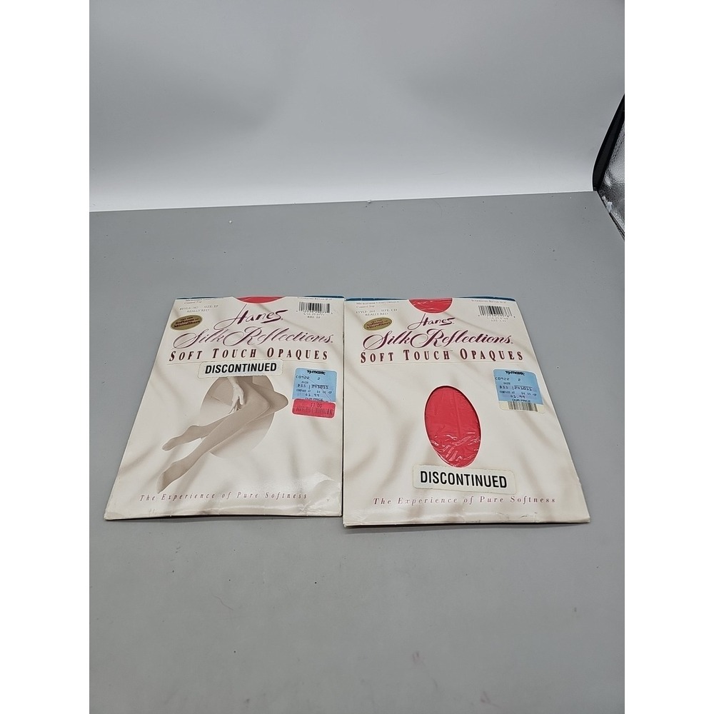 HANES SILK REFLECTIONS Microfiber Light opaque CONTROL TOP TIGHTS Sz EF & CD RED